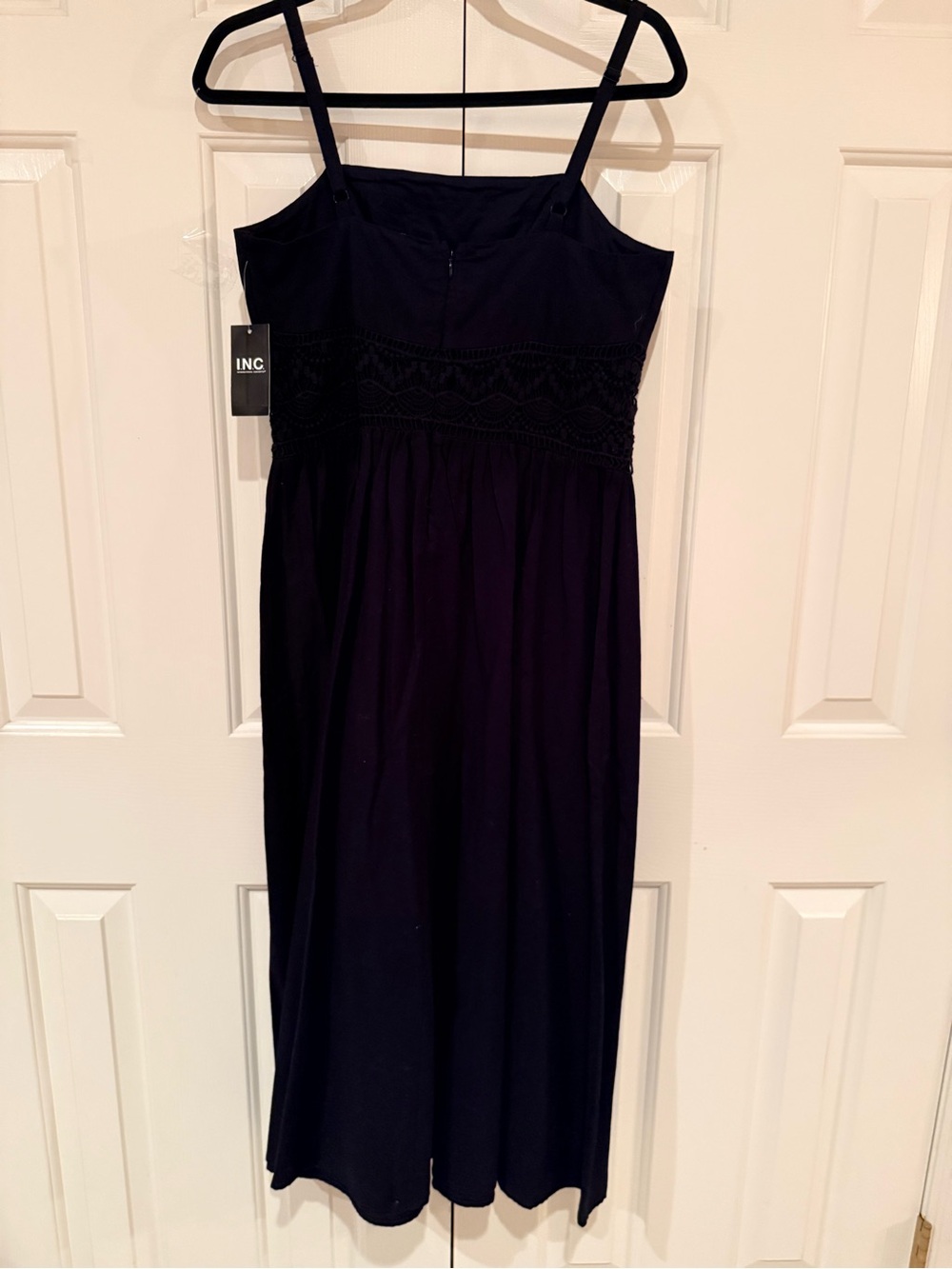 INC Black Smocked Waist Midi Sleeveless Dress - Picture 1 of 5